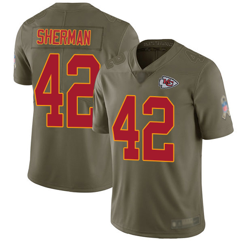 Men Kansas City Chiefs #42 Sherman Anthony Limited Olive 2017 Salute to Service Nike NFL Jersey->nfl t-shirts->Sports Accessory